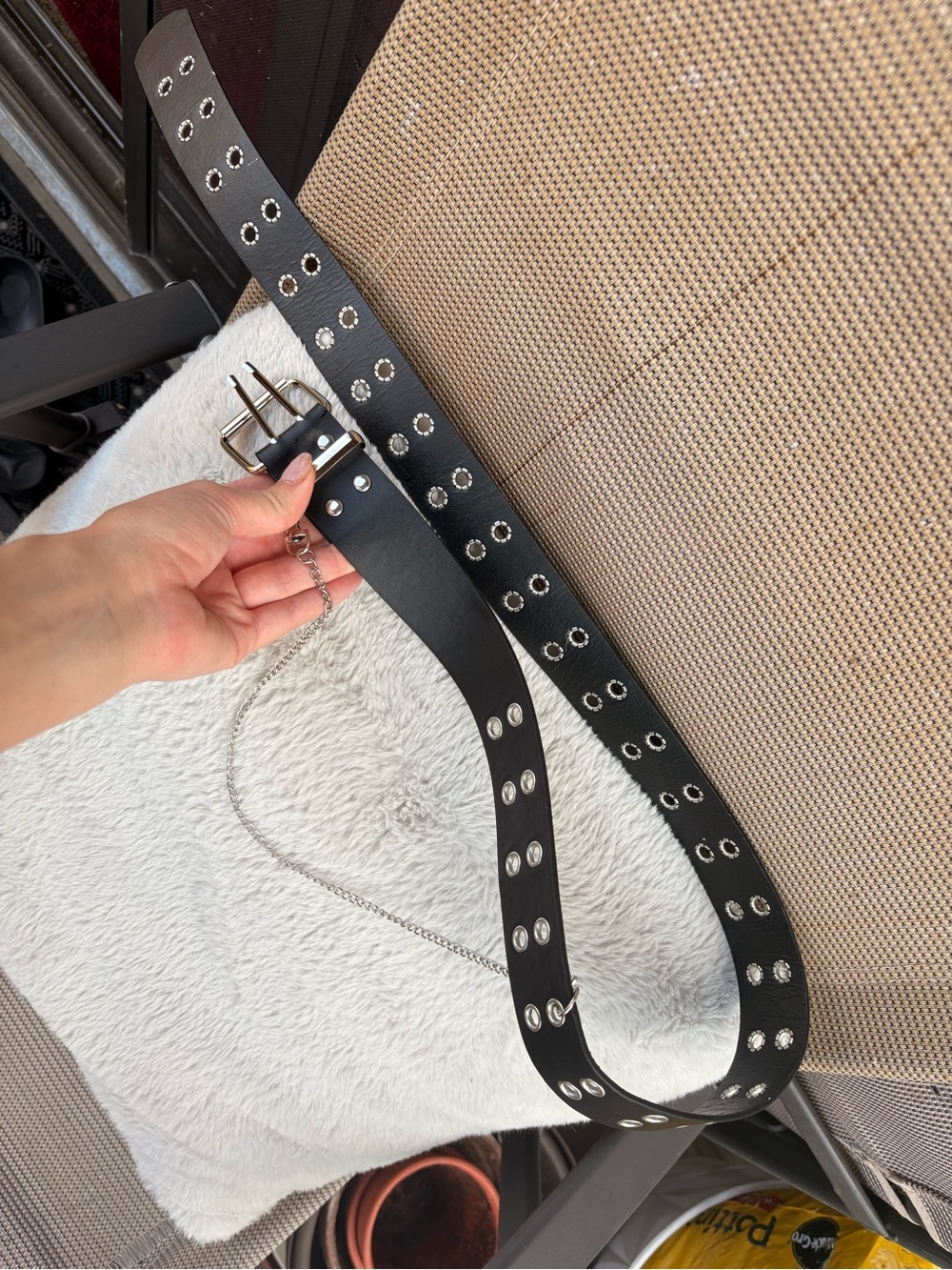 🖤 black y2k 90’s goth belt with silver holes 🖤